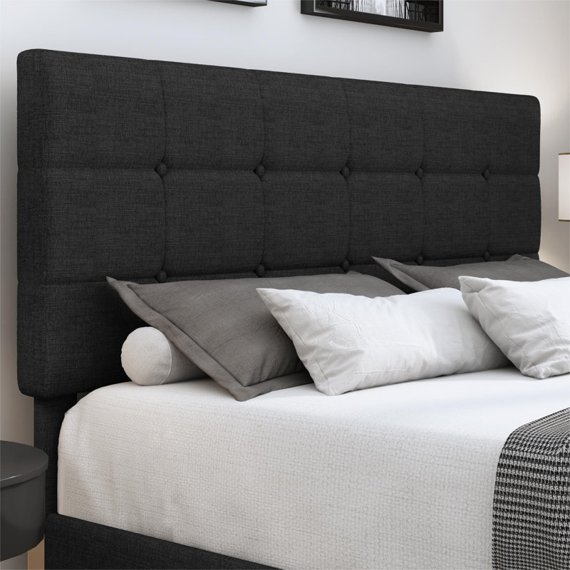 Lit plateforme tapissier Andam, Grand, Gris foncé