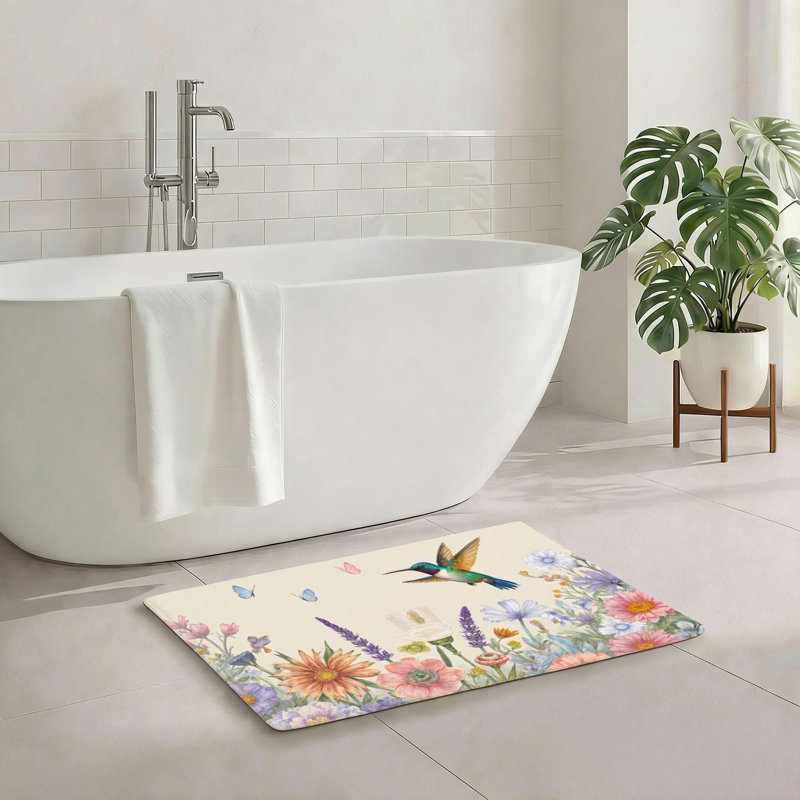 Tapis de bain Pastel Hummingbird, 20 x 32 po, pour salle de bain, chambre de bébé