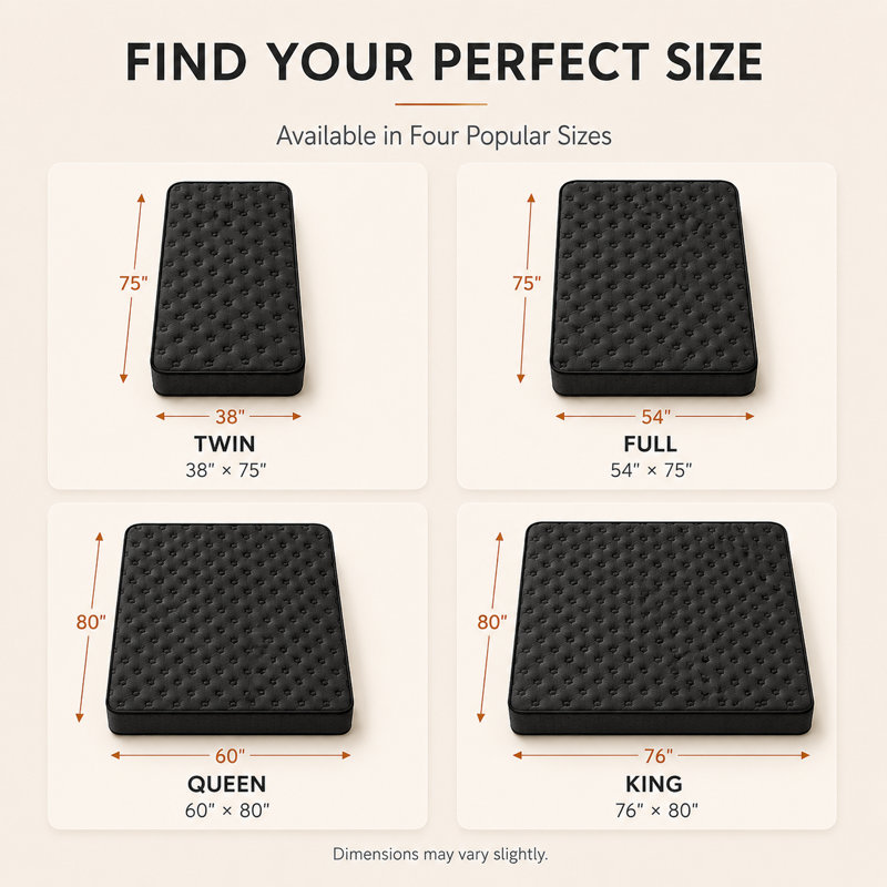 Matelas à ressorts ensachés de 12 po et 14 po avec support orthopédique, Très grand lit, 14"