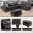 Black Faux Leather Sectional With Storage Ottoman-1420157111-1420157109