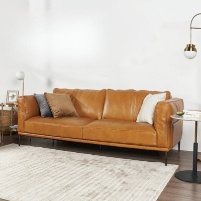 Luxury Straight-Line Leather Living Sofa