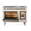 ILVE UN48FNMPEGG Nostalgie II Noblesse 48 inch Dual Fuel Range (8 Sealed Burners + Griddle, Triple Glass Door)-264993568-264993569-264993570