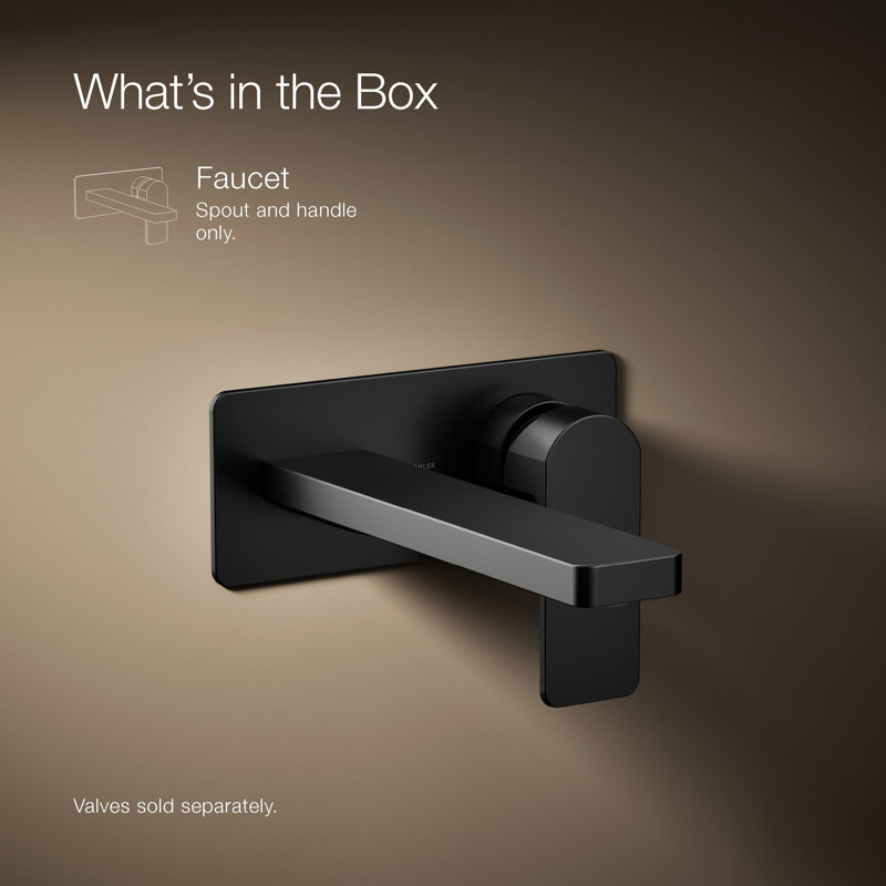 Parallel Wall-Mount Single-Handle Bathroom Sink Faucet, Matte Black