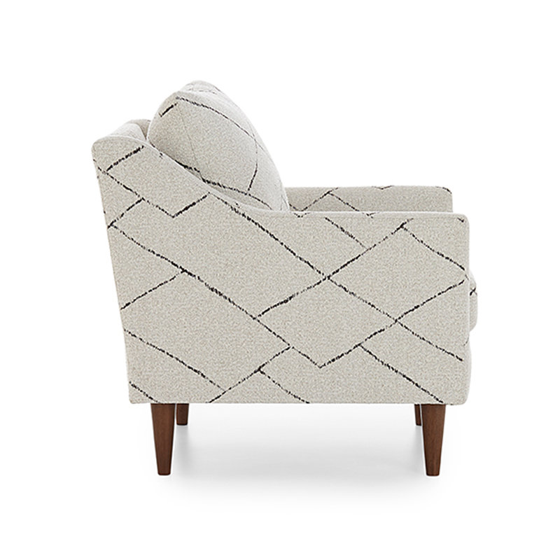 Upholstered Wingback Chair, Dark Walnut, Pearl