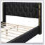 Lit plateforme double rembourré avec bandes métalliques, noir