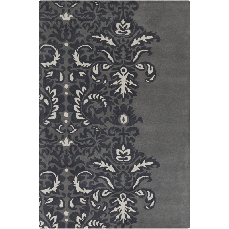 Allie Authentic Hand-Tufted Handmade Black, Ivory, Charcoal Oriental Wool Area Rug
