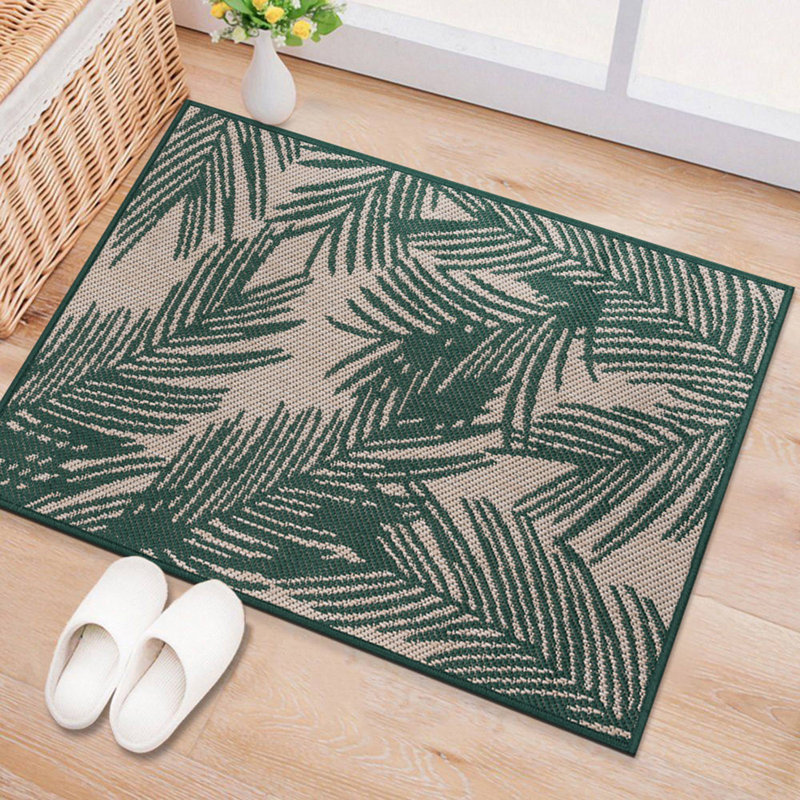 Steph Floral Green/Beige Indoor & Outdoor Area Rug, Rectangle 2' x 3'