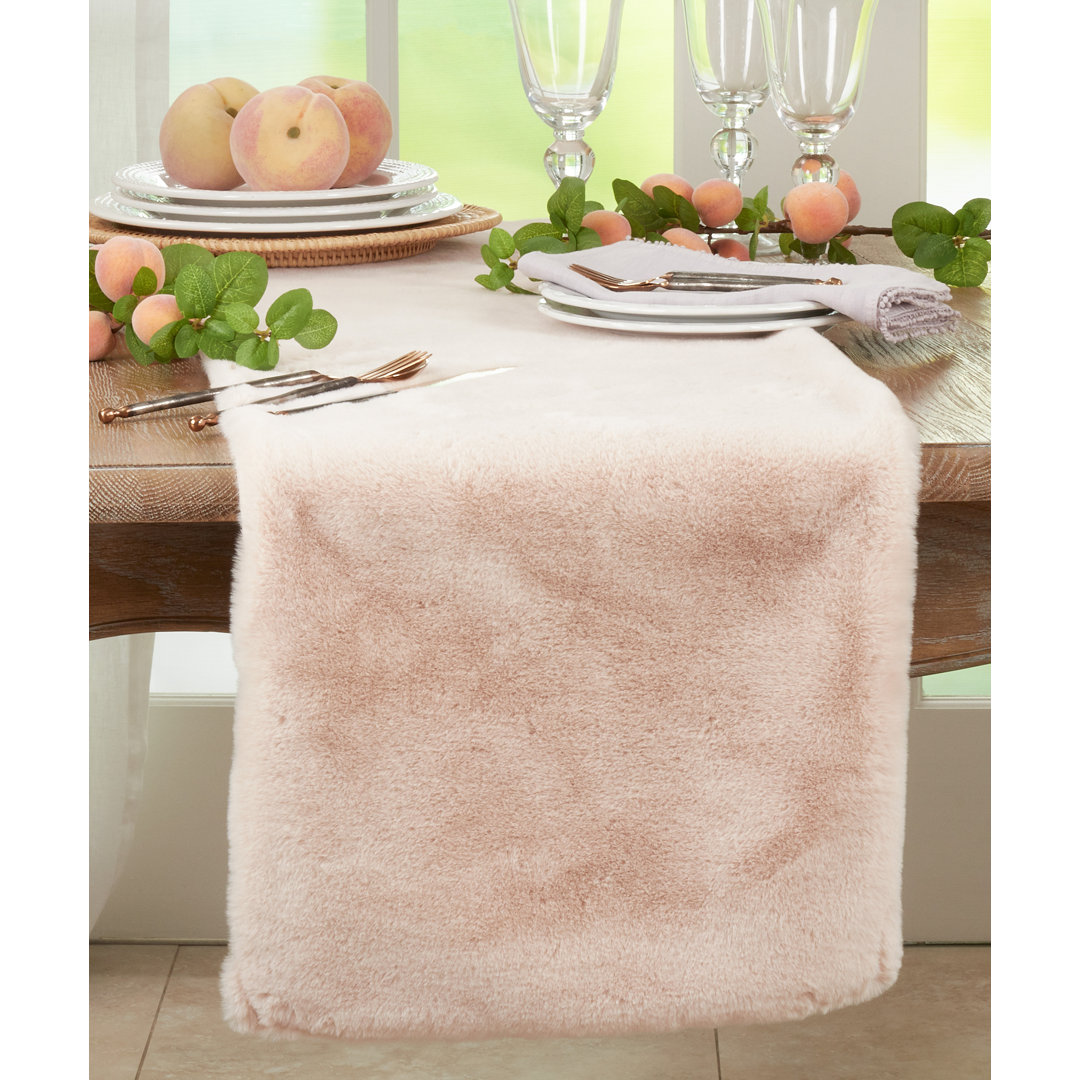 Faux Rabbit Fur Collection Solid Color Table Runner Saro
