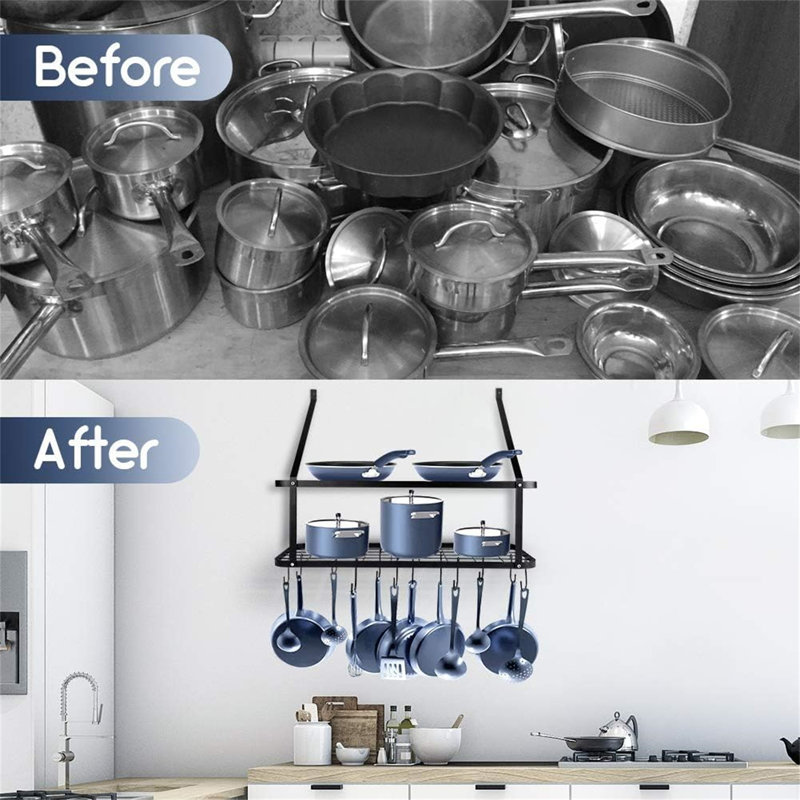 Metal Rectangle Wall Mounted Pot Rack