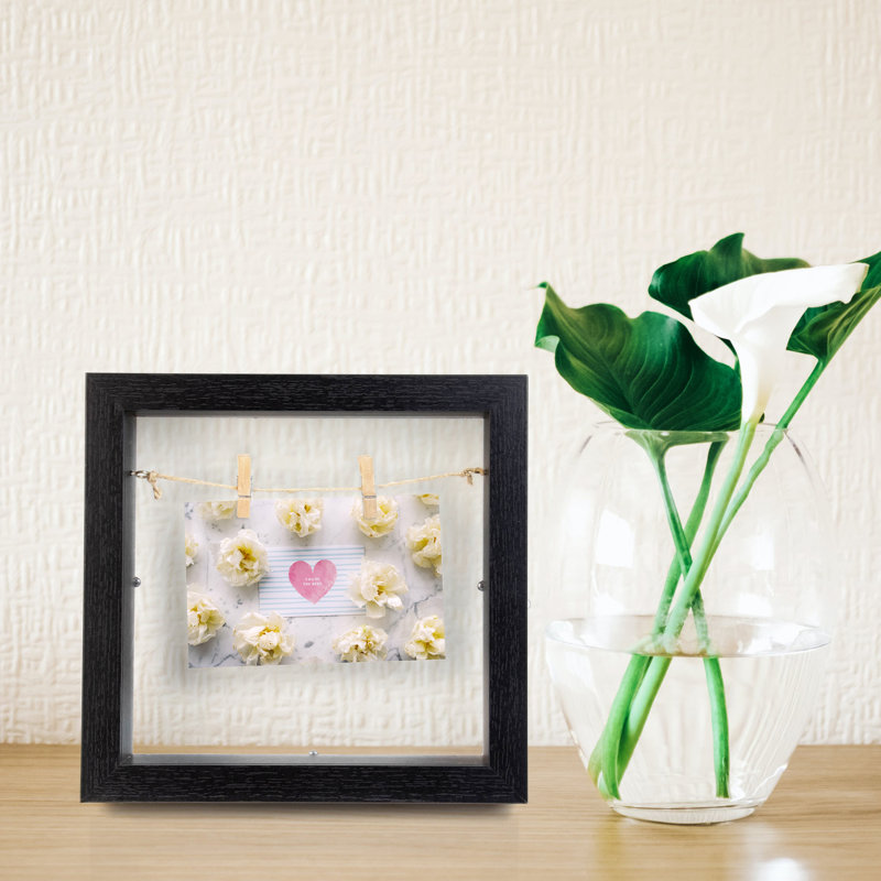 Roberte Shadow Box Picture Frame, Black, 8" x 8"