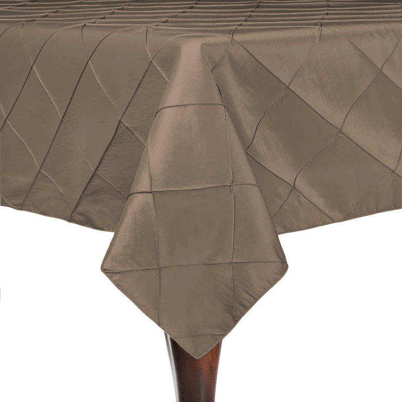 Ultimate Textile Embroidered Pintuck Taffeta Tablecloth Taupe, 60" W x 120" L, 10