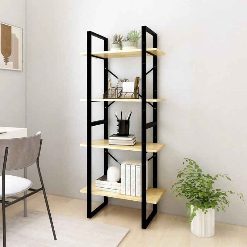 Bibliothèque vidaXL Bibliothèque en bois de pin massif et métal, Marron clair, H 55,1 po x l 23,6 po x P 11,8 po
