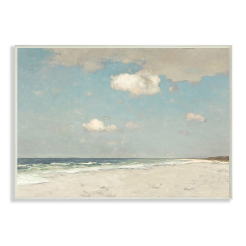 «Beach Landscape Neutral Blue» par Christy McKee - reproduction d'art, Plaque murale, H 10 po x l 15 po