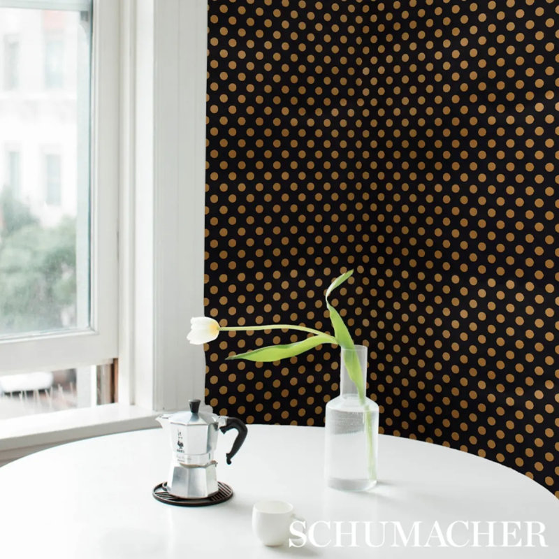 Papier peint Schumacher x Cristina Buckley Lady, Noir / doré