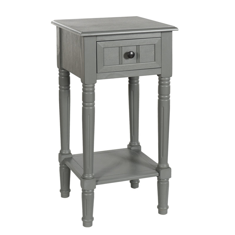Elboa Collection Accent Table with One Drawer, Antique Gray