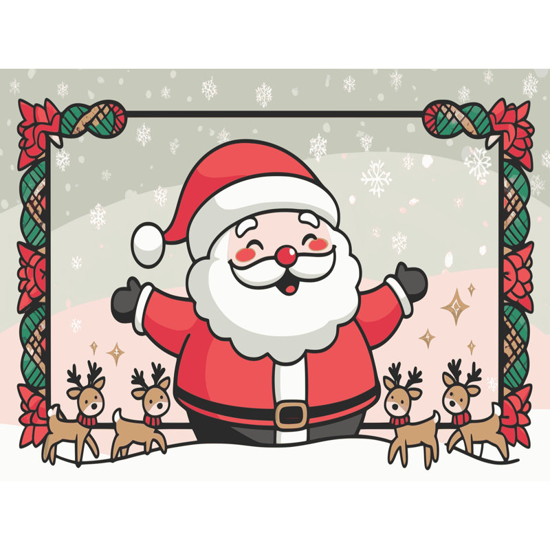 Tapis de vacances d'hiver de Noël lavable The Holiday Aisle®, Rectangulaire 3 pi x 5 pi