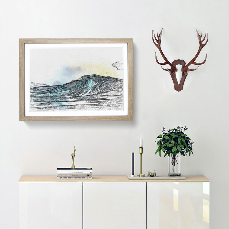 Wave View in Abstract - Picture Frame Graphic Art Print, 50cm H x 76cm W x 2cm D, Oak