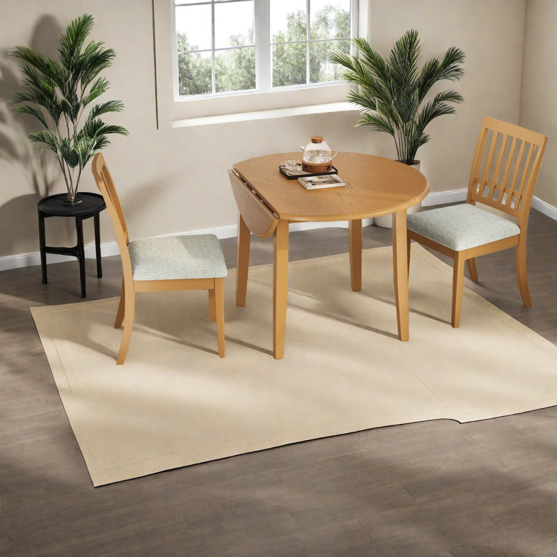 Ensemble de tables de salle à manger compactes 3 pièces brun clair avec table et chaises en bois extensible