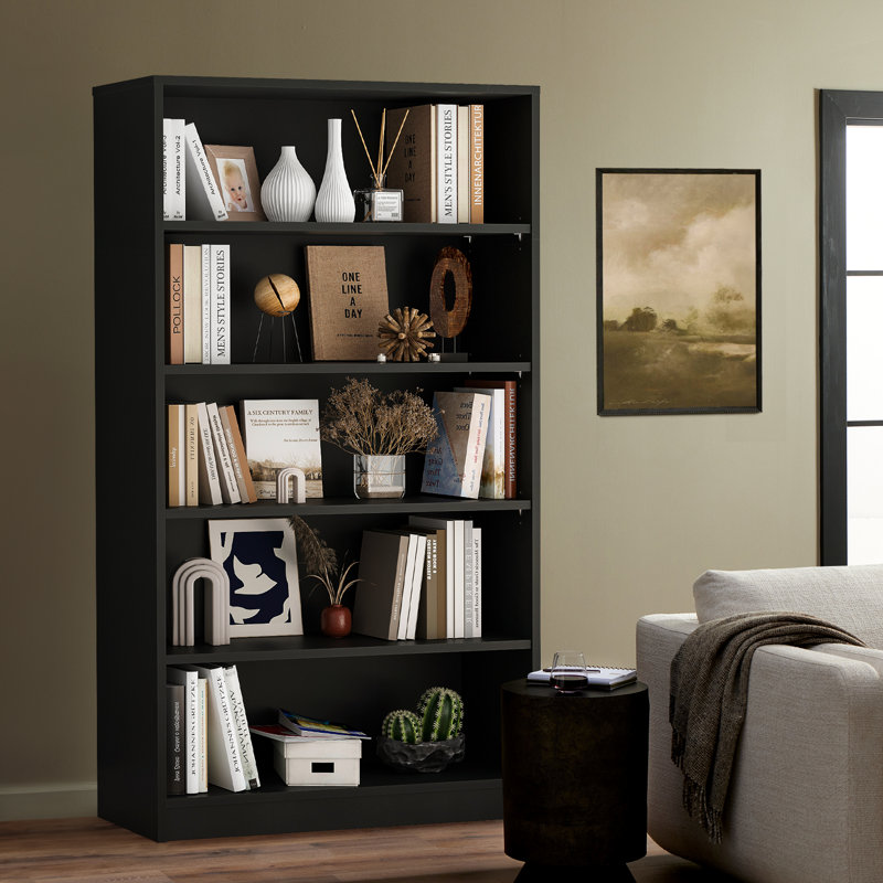 Cremorne Modern Standard Bookcase, Black, (5 Shelves) 60” H x 33” W x 12”D