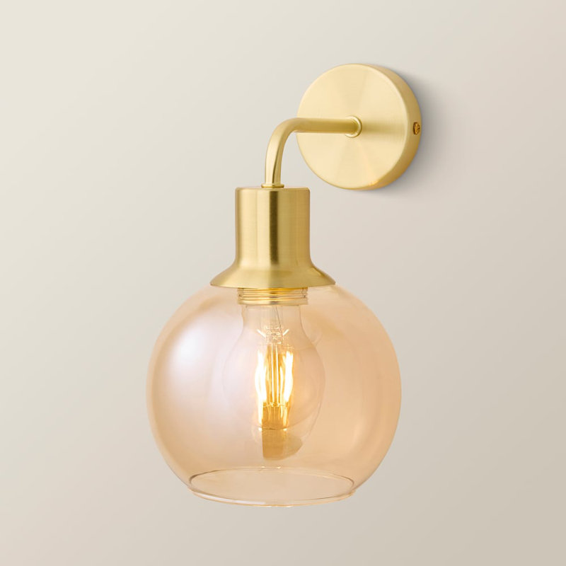 Bellamy Glass Wall Light, Yes, Brushed Gold