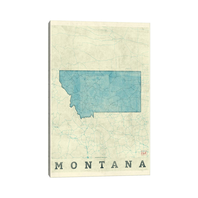 Montana Map by Hubert Roguski - Wrapped Canvas Print, 101.6 cm H x 66.04 cm W x 1.91 cm D