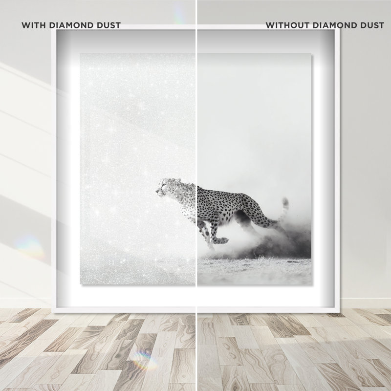 Cheetah Run Print by Oliver Gal, 17.5" H x 17.5" W, White Shadowbox