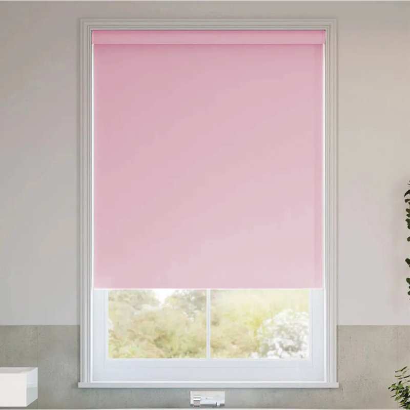 ndoor Blackout Roller Shade for Windows, Trimmable Custom Fit Window Blind with Light Blocking & Privacy, Pink