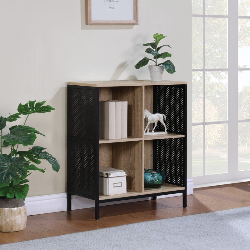 Ace 8 Cube Bookcase/Storage Unit, 34" H x 29.25" W x 13.5" D, Black/River Oak