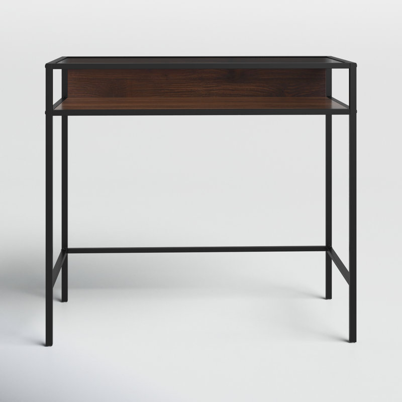 Bureau en verre Kilby, Noyer foncé