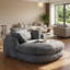 Causeuse ronde surdimensionnée, causeuse 57 x 73 po, tissu chenille gris, fauteuil de détente pour le salon