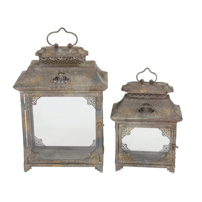 2 Piece Iron Lantern Set