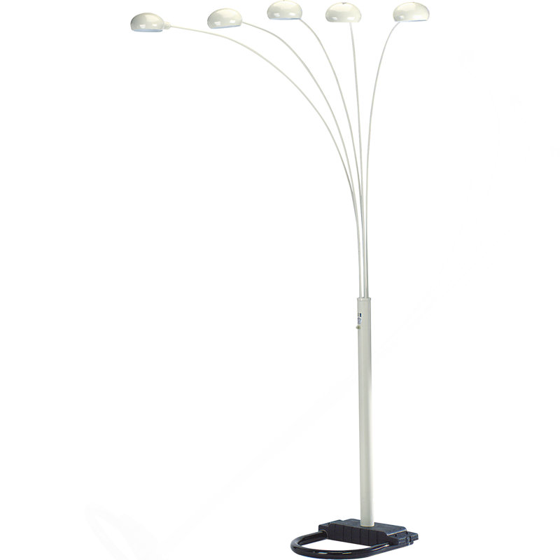 84"H WHITE 5-HEAD CAP STYLE FLOOR LAMP, White