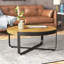 Table basse d'extérieur en bois d'acacia moderne avec structure en métal thermolaqué