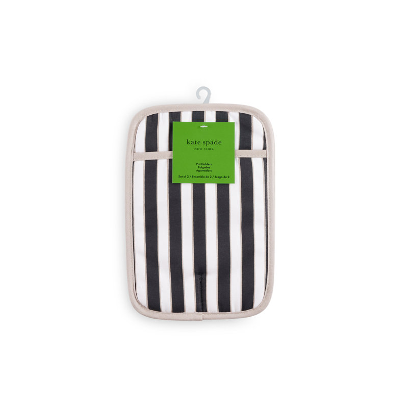 Botanical Stripe Potholder Set, Black