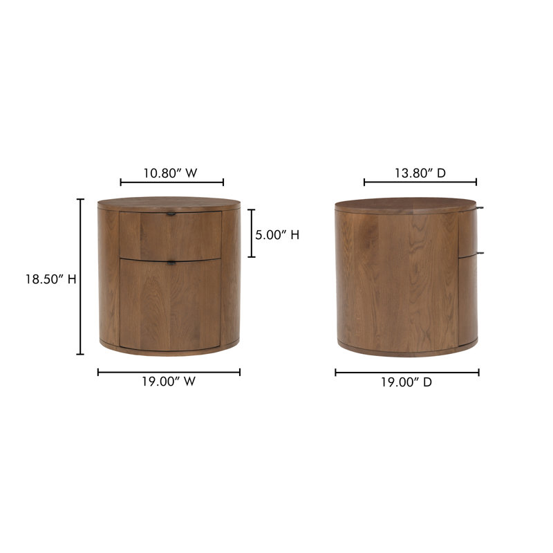 THEO TWO DRAWER NIGHTSTAND, Brown