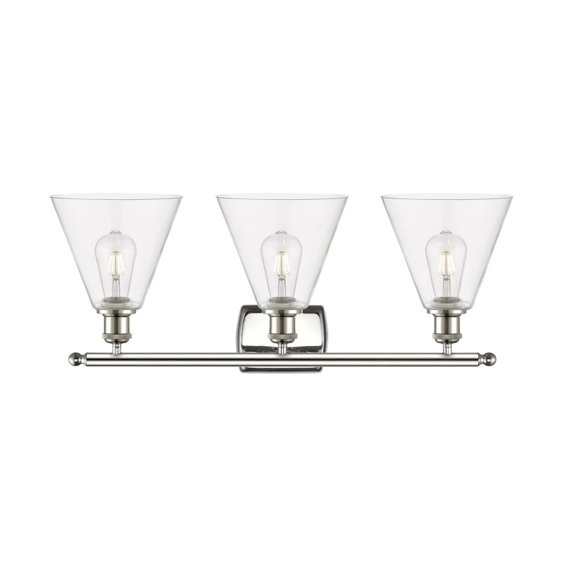Éclairage pour salle de bain 3 lumières Harini, Incandescente, Transparent, Nickel poli