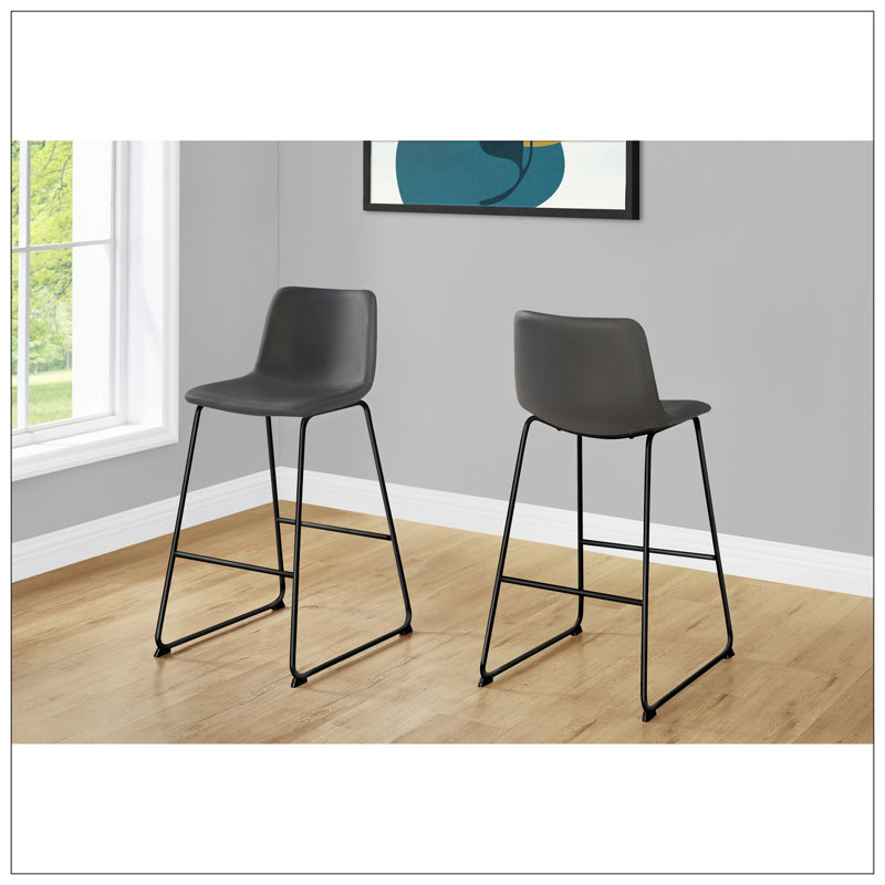 Chaise de bureau, hauteur de bar, debout, bureau d'ordinateur, bureau, aspect cuir brun, métal noir, contemporain, moderne