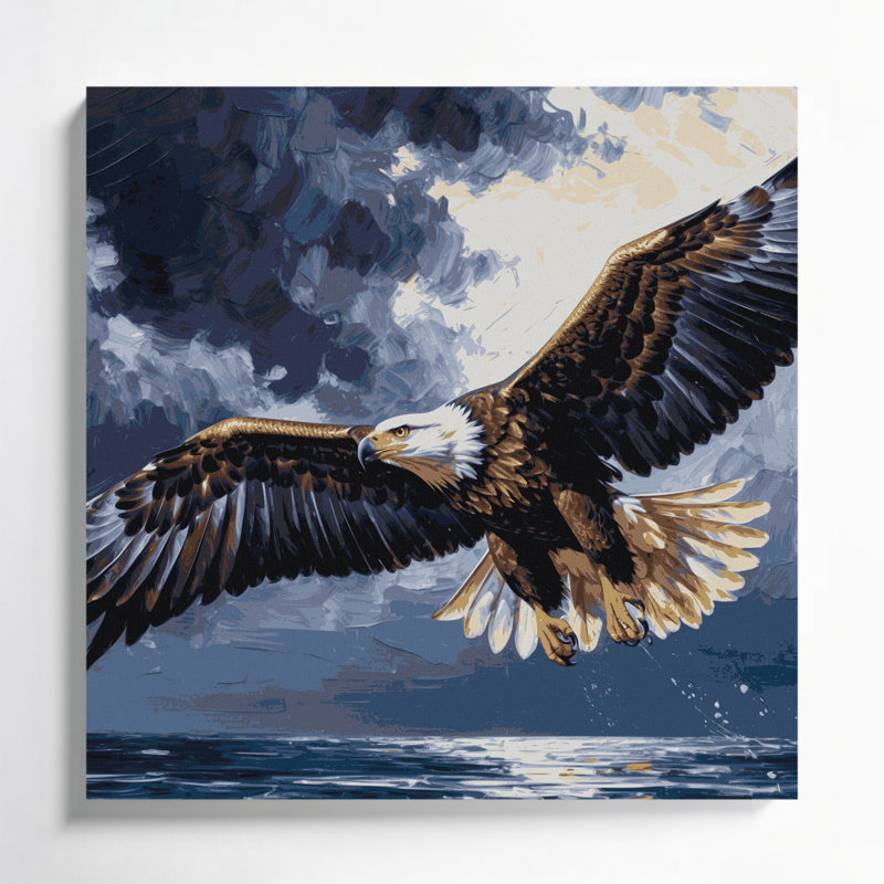 Faune, poisson africain, aigle, art mural sur toile grise, H 32 po x l 32 po