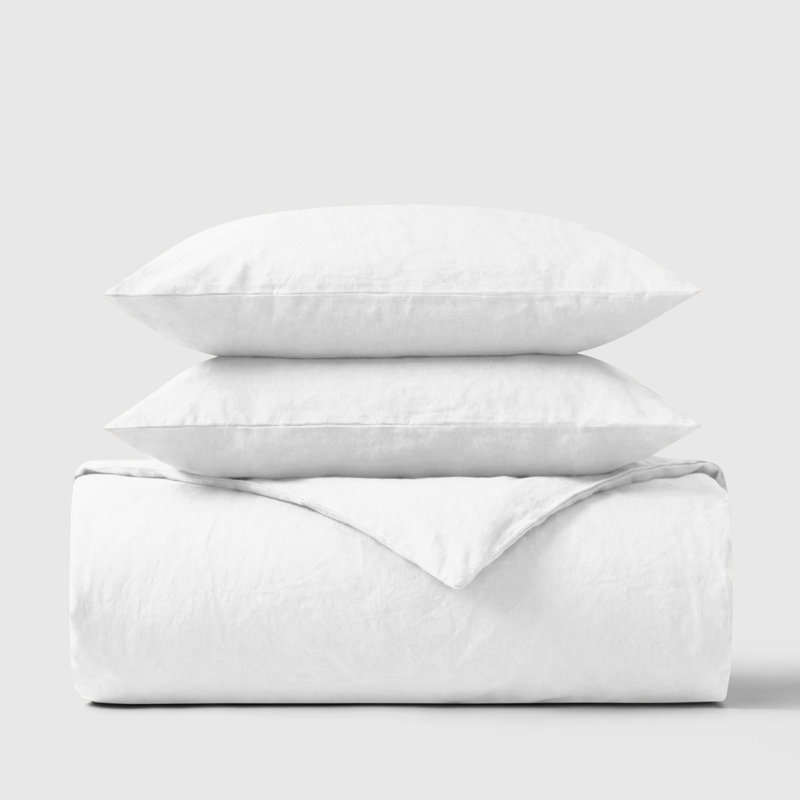 100% Cotton Percale 300 Thread Count 3-Piece Duvet Cover Set, Super King, White, 50x75cm Pillowcase