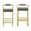 Ensemble de 2 tabourets de bar avec dossier et repose-pieds, chaises de salle à manger rembourrées en velours pour îlot de cuisine (doré et gris)-119331659-119331661