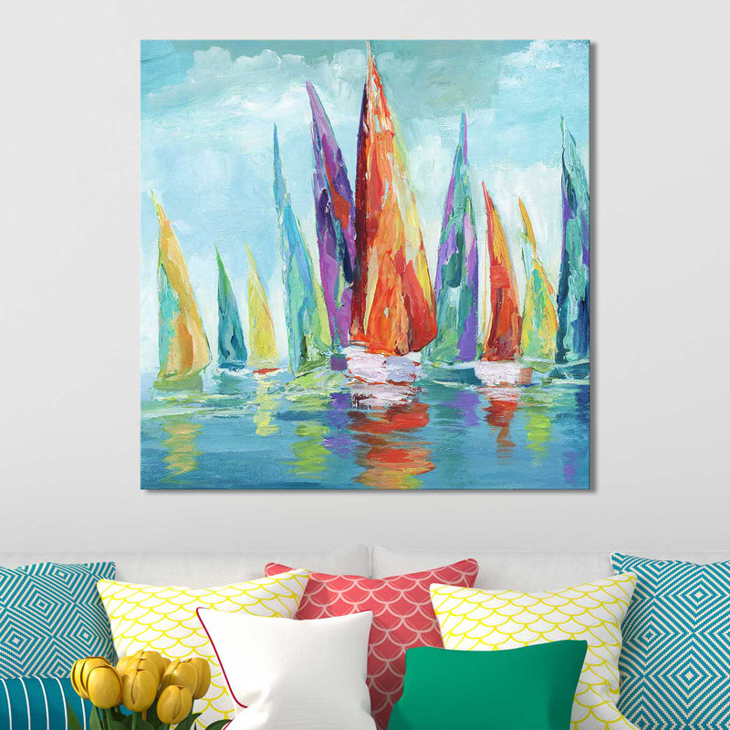 «Fine Day Sailing I», reproduction de peinture acrylique, H 24 po x l 24 po x P 1,5 po, Toile tendue