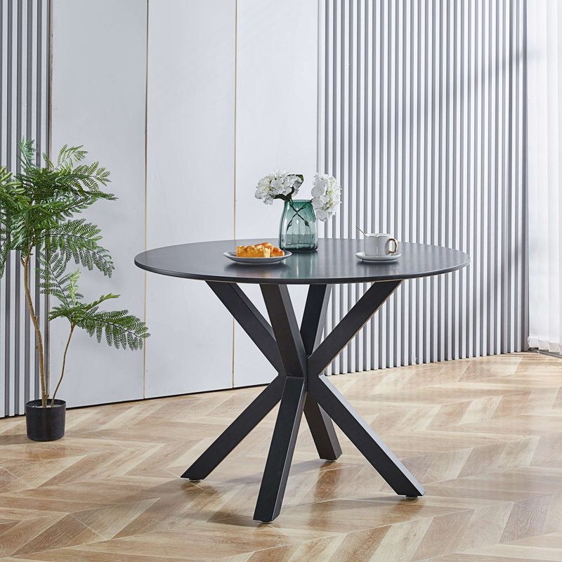 Table de salle à manger Mid-Century pour 4 à 6 personnes, table de salle à manger à piédestal, table basse de loisirs, Black