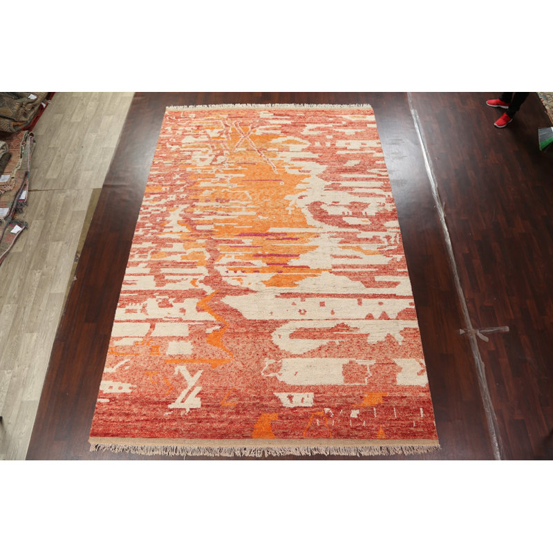 Tapis marocain abstrait noué à la main 9 x 13