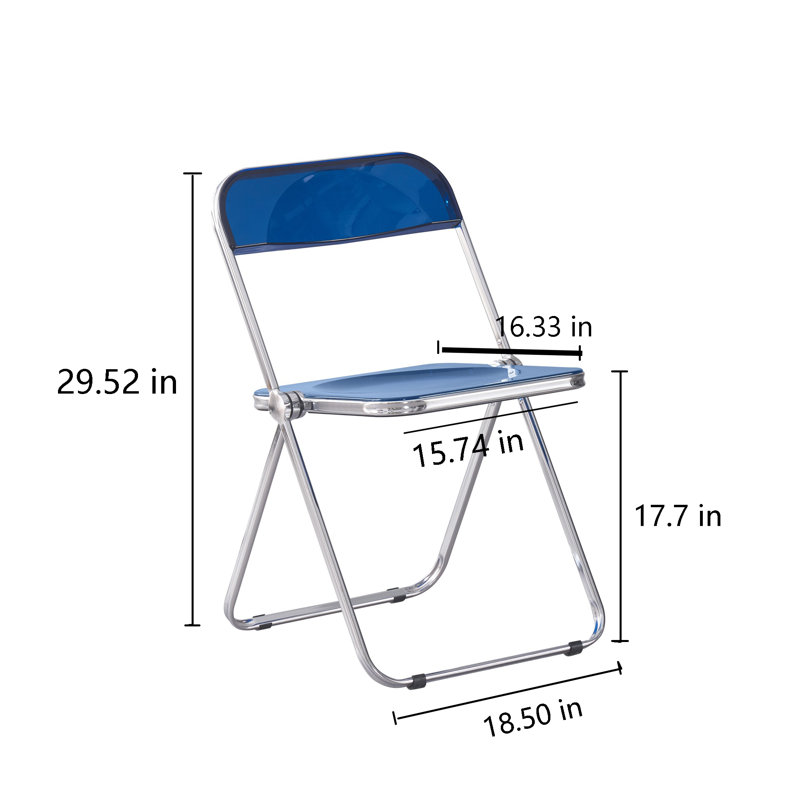 Ensemble de chaises pliantes empilables en acrylique Discher (ensemble de 2), Bleu