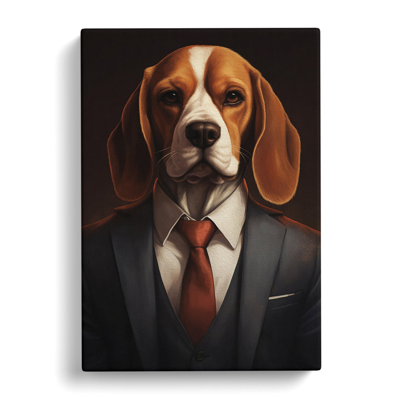 Beagle in a Suit Painting No.2 - Wrapped Canvas, 60cm H x 40cm W x 3cm D
