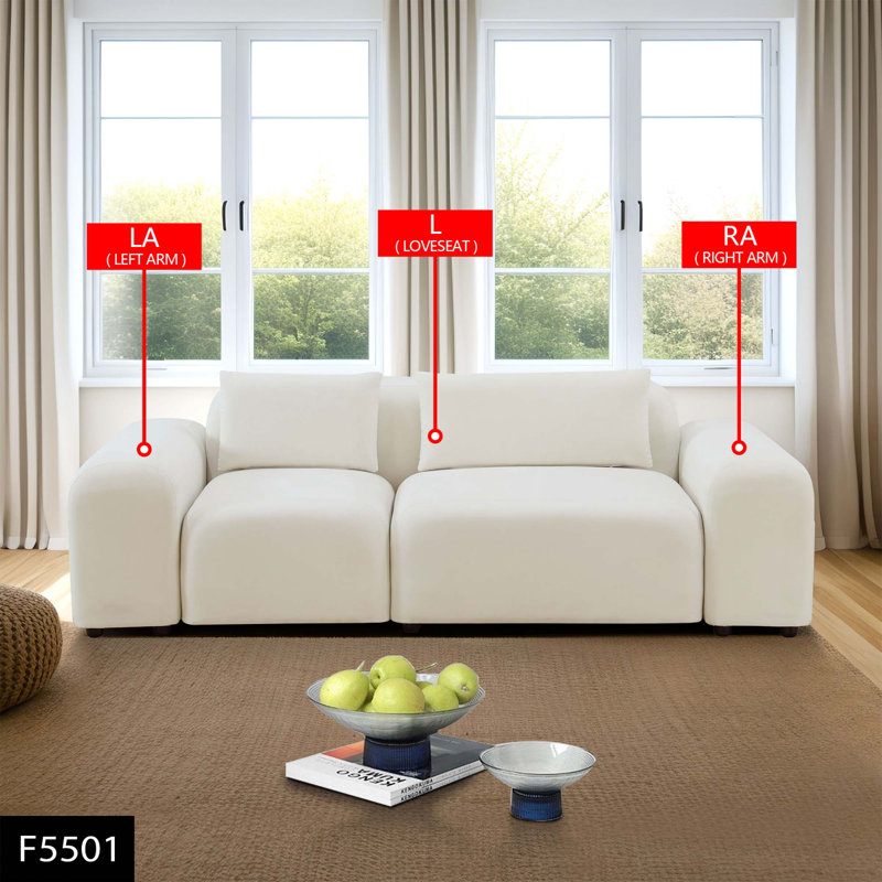 White Microfiber 2-Piece Living Room Sofa Set