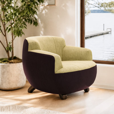 Bolla 40" Wide Modern Accent Chair, Two-Tone Color  Armchair with Solid Wood Legs for Living Room, Fully Assembled