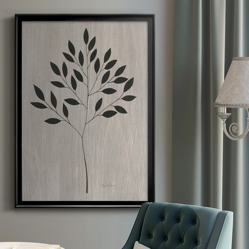 Feuilles et bois I, toile encadrée de qualité supérieure - prête à être accrochée, H 36,5 po x l 26,5 po, Noir