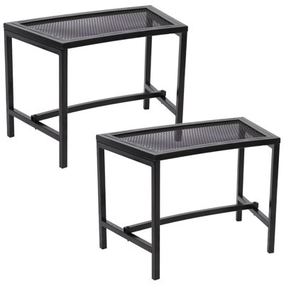 Julia Black Powder-Coated Steel Fire Pit Bench 2-Pack