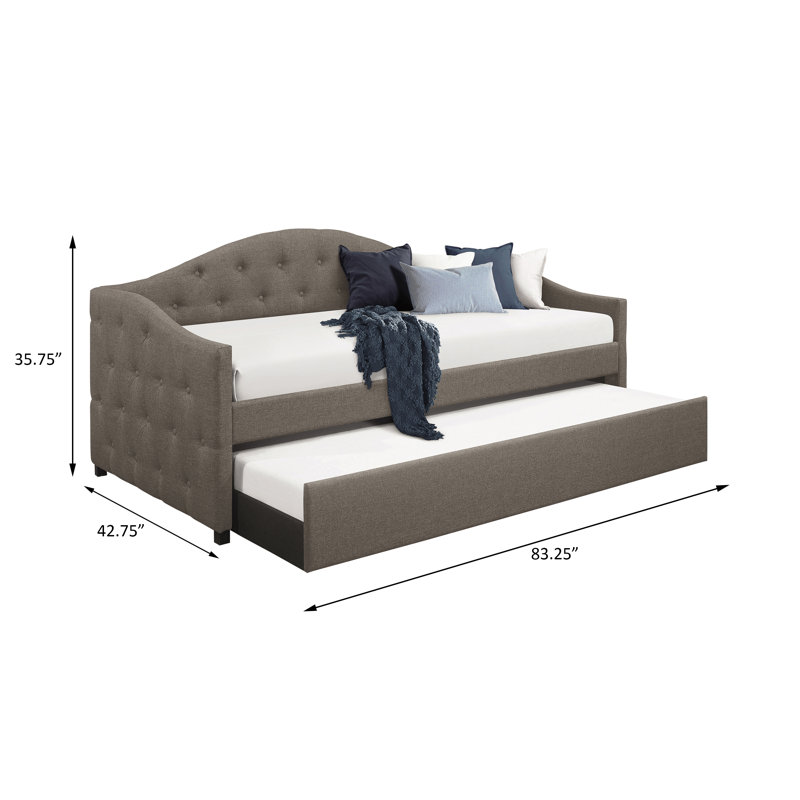Madeira Camel Back Twin Daybed With Trundle, Gray